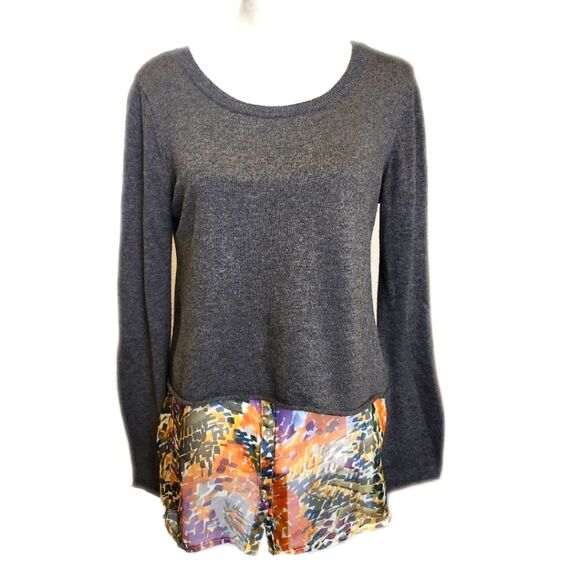 Subtle Luxury cotton cashmere & silk layered sweater, charcoal S/M - Picture 1 of 8